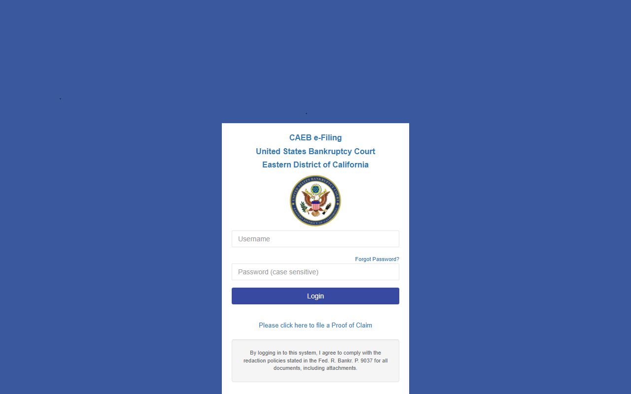 Eastern District electronic filing system for California bankruptcy records