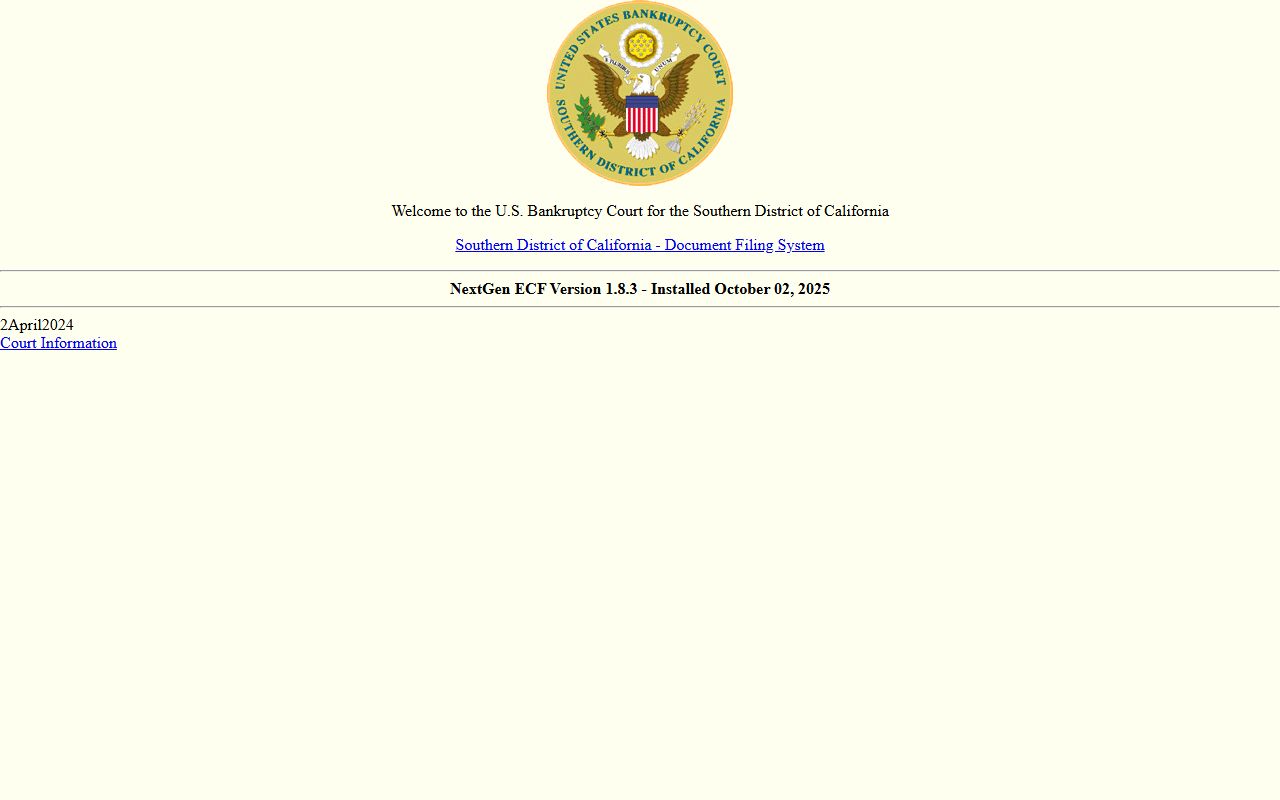 Southern District electronic case filing for San Diego bankruptcy records